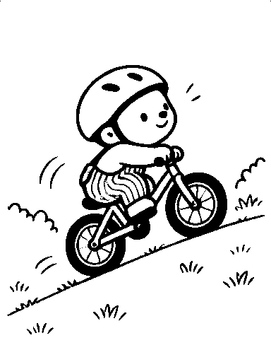 Pip pedals slowly up a hill.