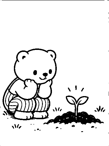 Pip finds a tiny green sprout.