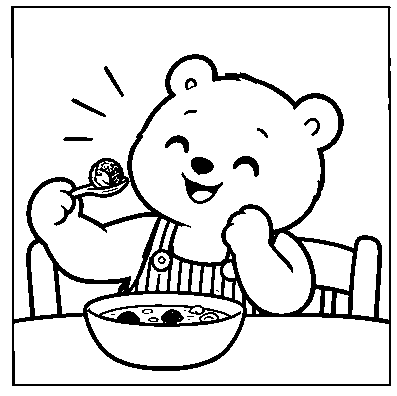 Pip tastes the broccoli and smiles.