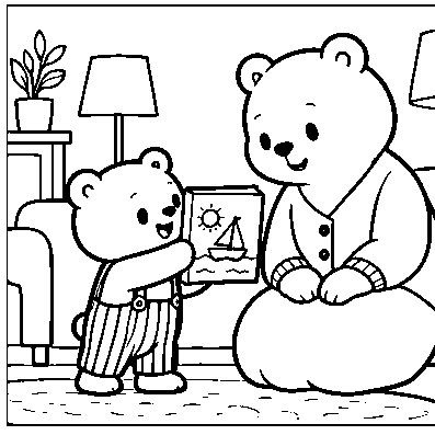 Pip shows Mama a finished picture book at home.