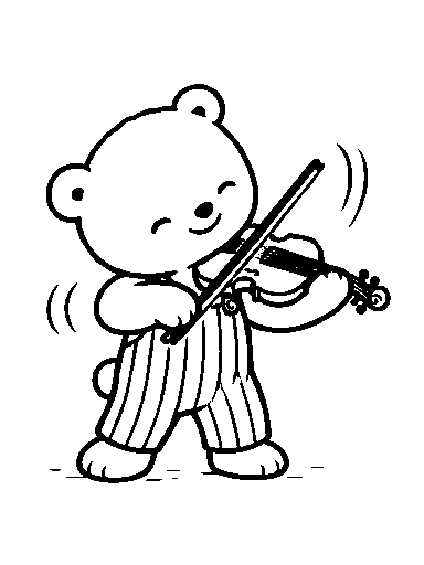 Pip moves the bow across the violin strings.