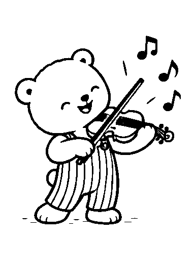 Pip smiles as music notes float from the violin.