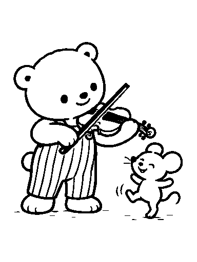 A little mouse taps its feet while Pip plays.