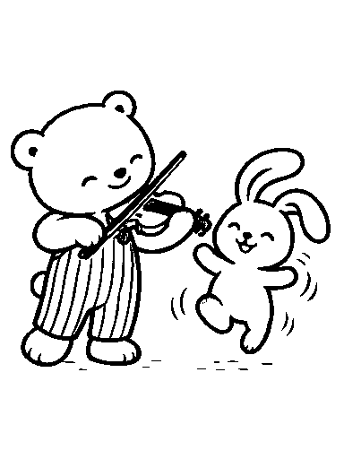 A rabbit hops beside Pip while Pip plays.